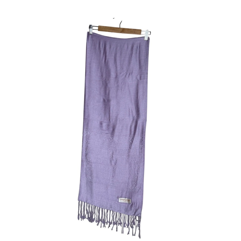 Pashmina Silk Blend Lavender Paisley Fringe Scarf Shawl Wrap - Picture 2 of 5